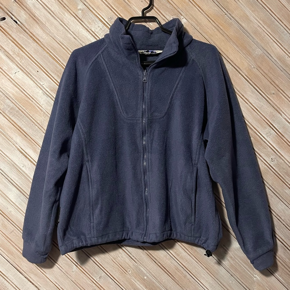 Columbia blue thick fleece full zipper waist drawstrings Medium jacket outdoor